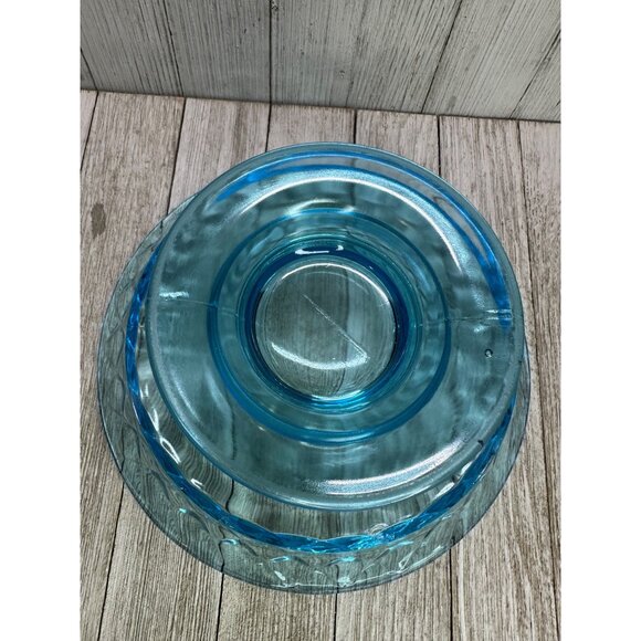 Vtg Early American Pattern Glass Bowl Footed Diamond Quilted Sky Blue 8.5" DIA - Picture 5 of 8